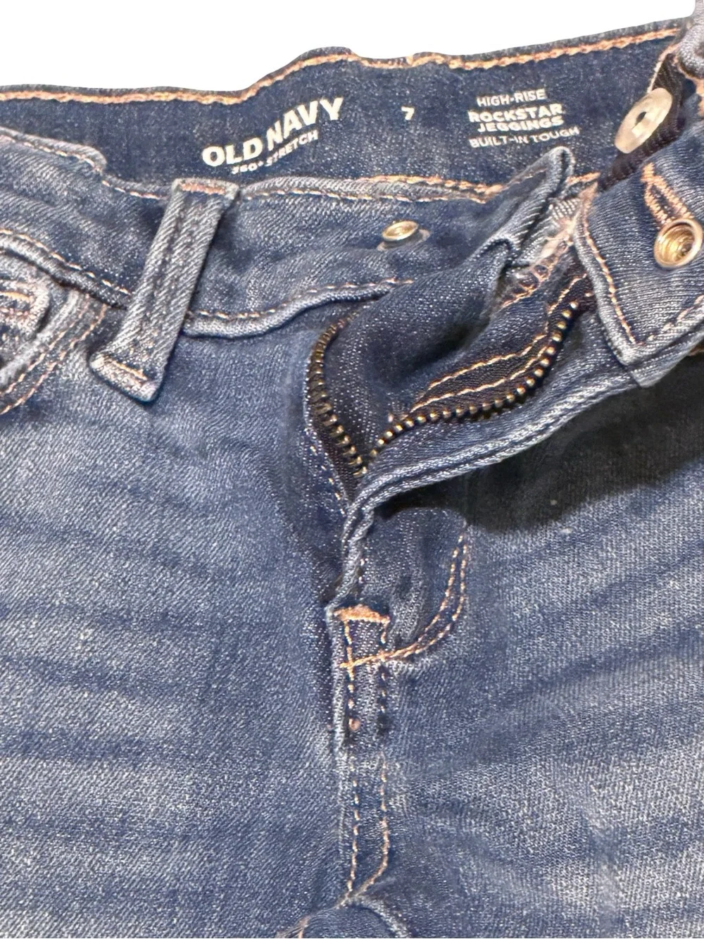 Old Navy Girls High-Rise Rockstar Distressed Skinny Jeans Blue Size 7